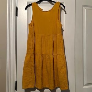 Mustard yellow tiered sleeveless universal thread dress